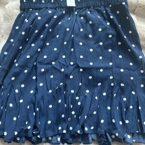 LOFT Navy and White Polka Dot Mini Skirt